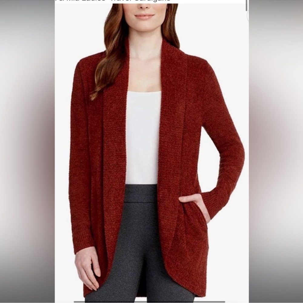 MAX & MIA soft open cardigan sweater Women’s XXL rust red NWT NEW